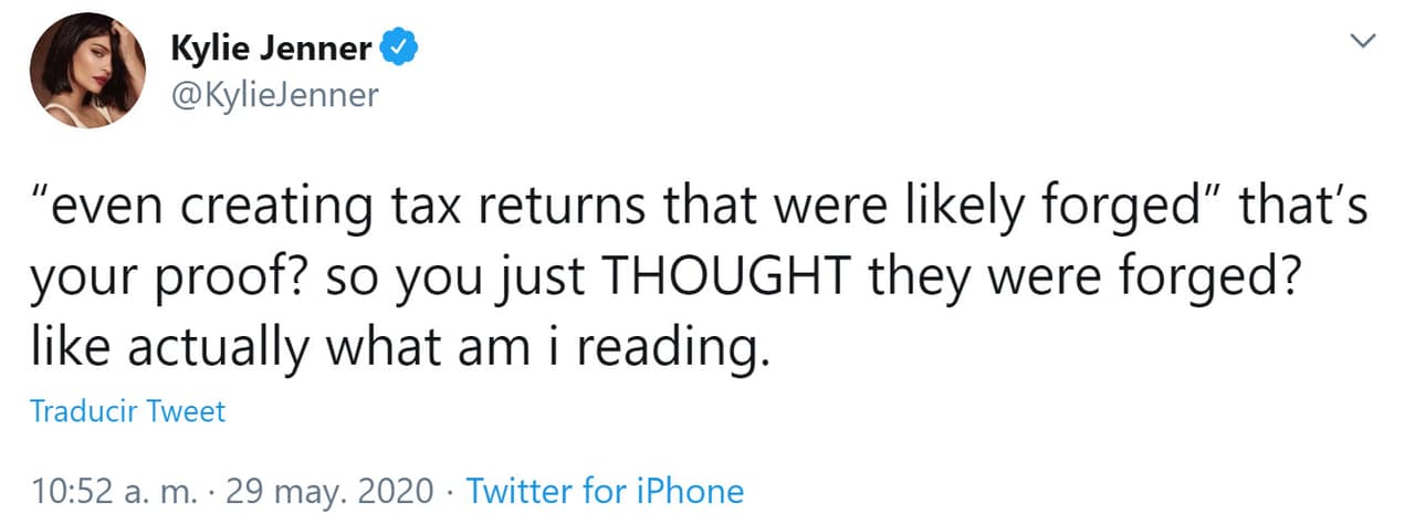 La empresaria retomó una de las citas del artículo para cuestionarla: "'Incluso crear declaraciones de impuestos que probablemente fueron falsificadas', ¿Esa es su prueba? Entonces, ¿pensaron que fueron falsificados? como lo estoy leyendo".
<br>