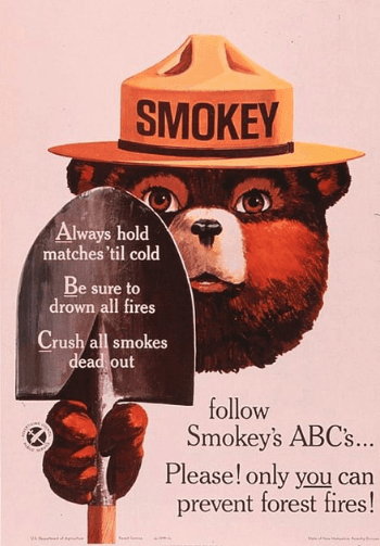 Antiguo anuncio del oso Smokey.