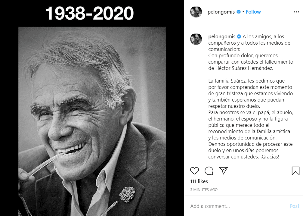 El actor mexicano Héctor Suárez falleció este martes 2 de junio a las 7:20 de la mañana en Morelos, México, a los 81 años.