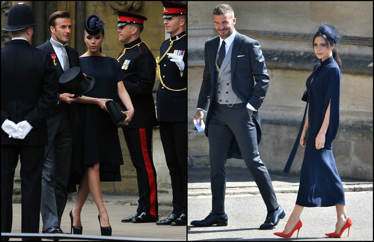 En esta ocasión, la empresaria acompañó el vestido con un sombrero "pillow box" también en azul marino con tul sobre los ojos y un único toque de color con los luminoso zapatos de tacón color naranja que eligió. En contraste, en 2011 optó por un par negro de Christian Louboutin.