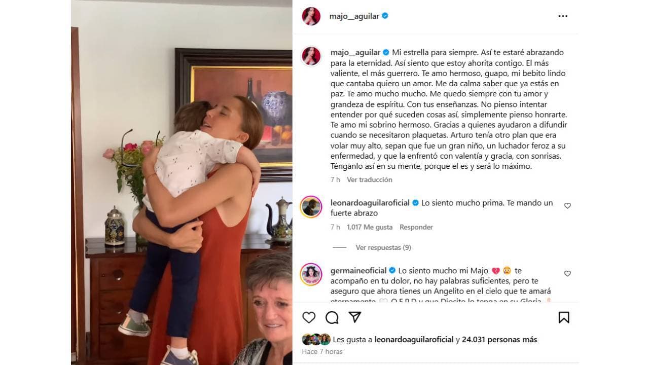 Majo Aguilar despidió a su sobrino con emotivas palabras.
