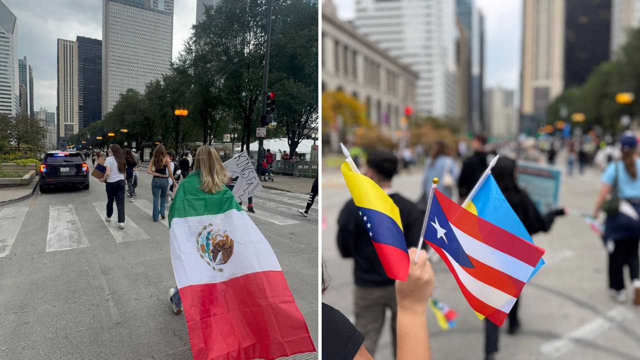 <b>Diversidad de manifestantes</b>: Jóvenes y adultos de distintas nacionalidades se mezclan, mostrando que la protesta une a toda la comunidad.