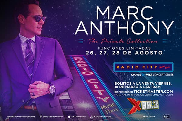 ¡Compra tus boletos para Marc Anthony en Radio City!