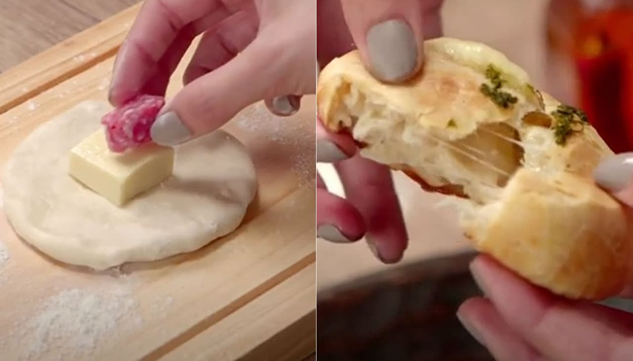 Pãozinho de massa de pizza recheado fica pronto em 15 minutos: veja como fazer