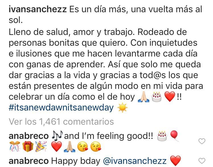 La actriz escribió el estribillo de la canción ‘I feel good’ de James Brown acompañado por algunos emojis, para en un segundo mensaje escribir: “Happy Bday” y un corazón.