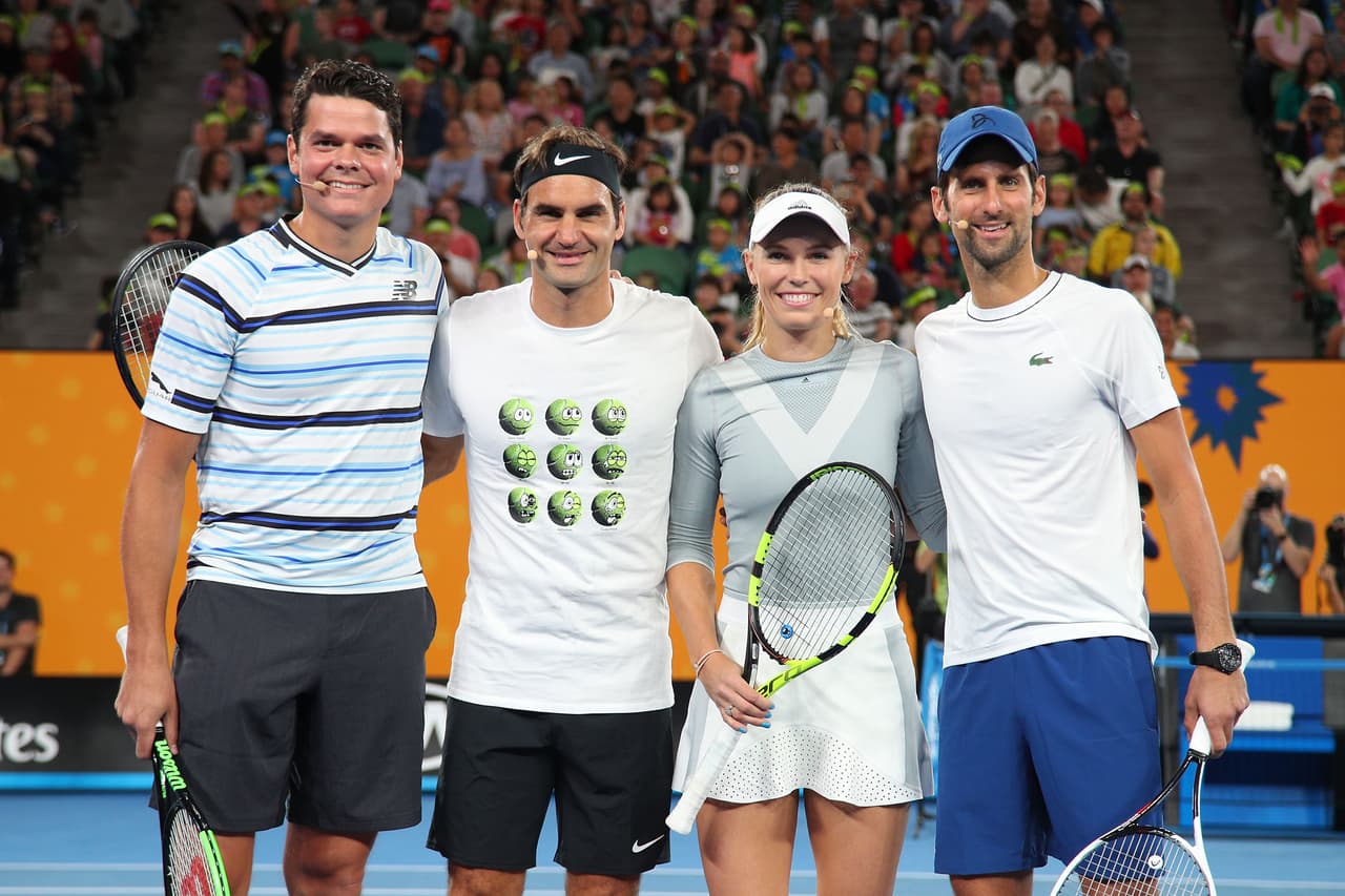 Milos Raonic, Roger Federer, Caroline Wozniacki y Novak Djokovic fueron los tenistas que alegraron a los fanáticos.