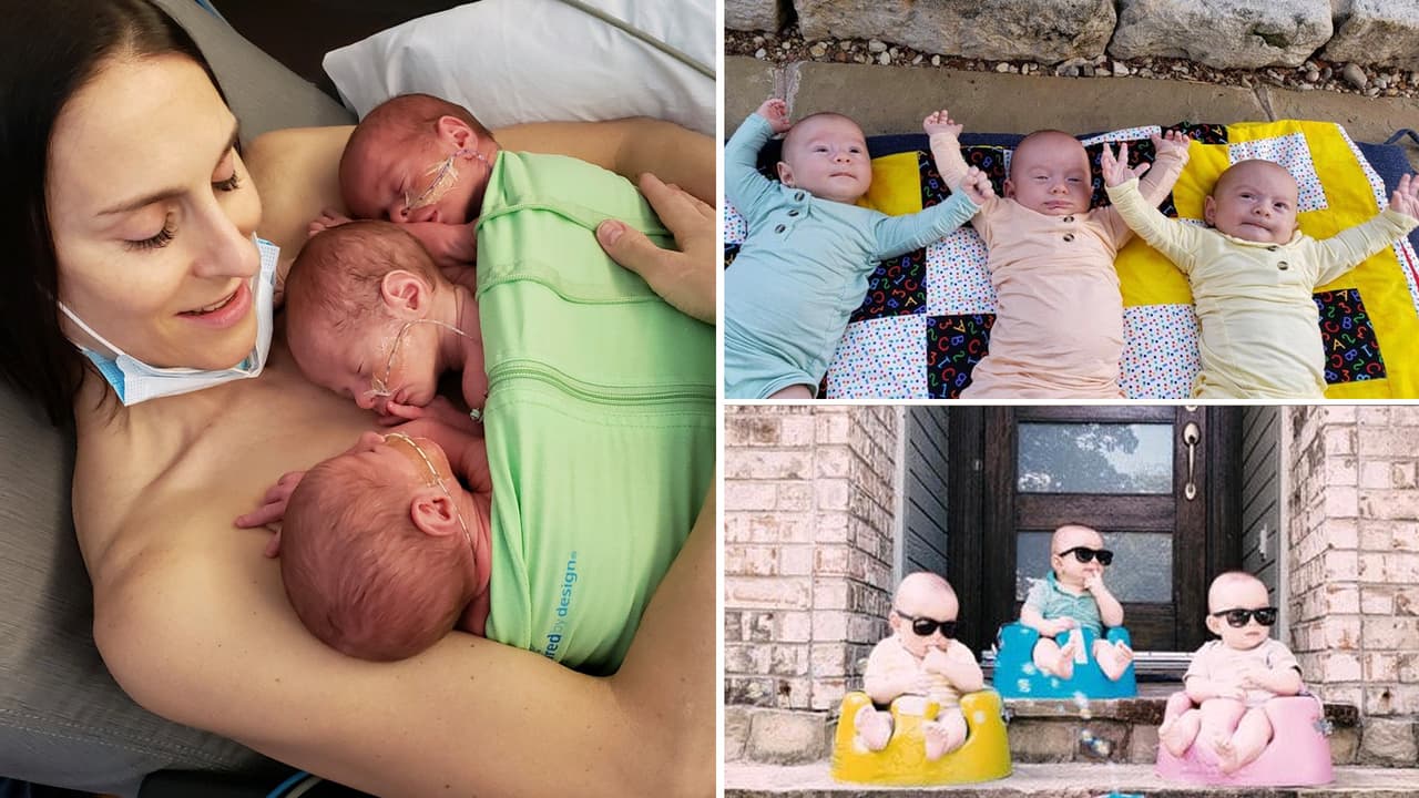 Estos trillizos van a cumplir 8 meses y sus padres comparten la historia de cómo llegaron al mundo en plena pandemia