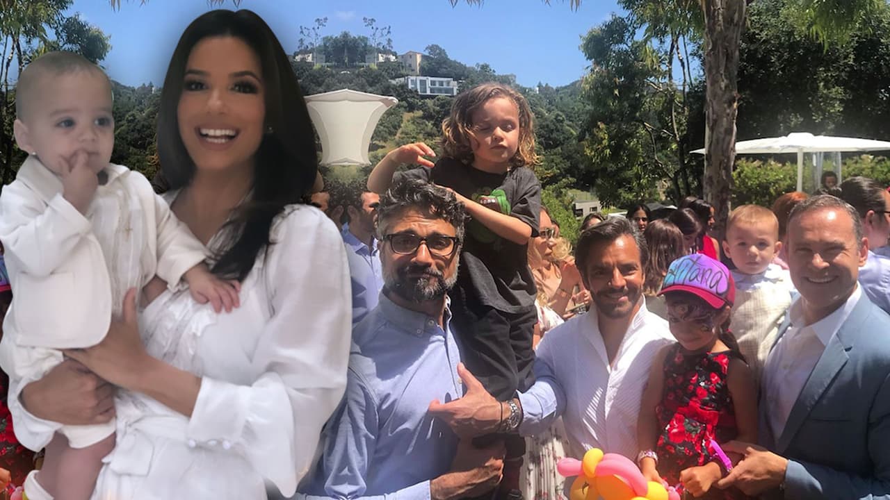 Abrazado por los famosos el hijo de Eva Longoria al celebrar su bautismo y primer cumpleaños