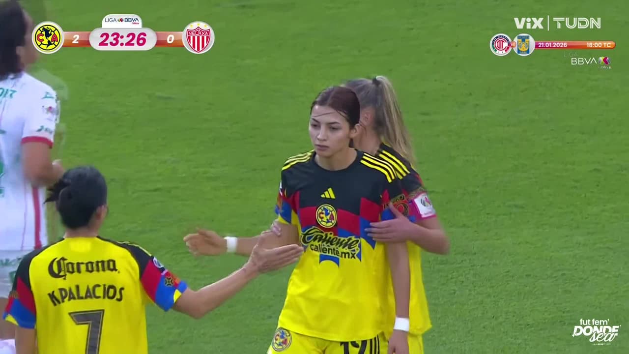 ¡Enganche y zurdazo! Montse Saldívar dobla la ventaja de América vs. Necaxa