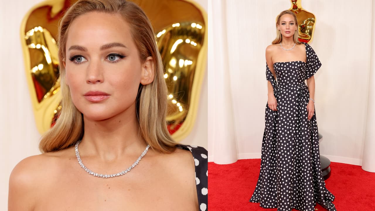 Jennifer Lawrence lució un vestido de alta cultura Christian Dior y diamantes Swarovski.