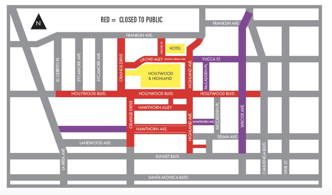 Estas serán las calles cerradas el 9 de febrero, día de de la premiación de los Oscar.