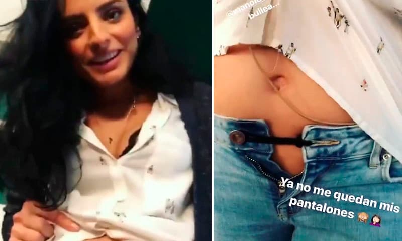 Con esta pequeña liga negra, 
<b><a href="http://www.univision.com/entretenimiento/aislinn-derbez-se-retirara-un-buen-rato">Aislinn</a></b> logró ampliar la cintura de sus jeans y atar el botón.