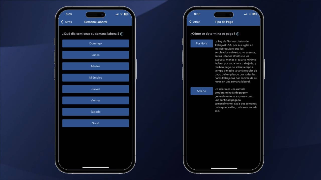 Al descargarla te solicitará datos básicos como tu nombre completo, nombre de la compañía para la que trabajas y otros datos opcionales que pueden ayudar a llevar un control más preciso de tu jornada laboral.