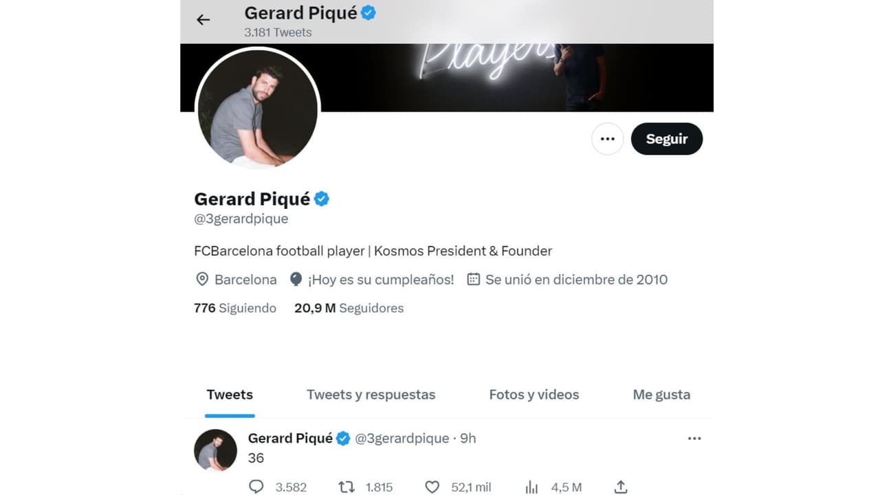 Tuit de Gerard Piqué en su cumpleaños.