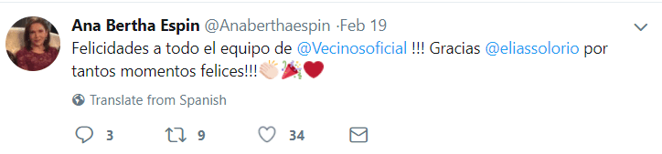 Ana Bertha Espín, mejor recordada como Lorena también se unió a la celebración y aprovechó para agradecer al productor Elias Osorio por todos los momentos felices que les ha regalado.