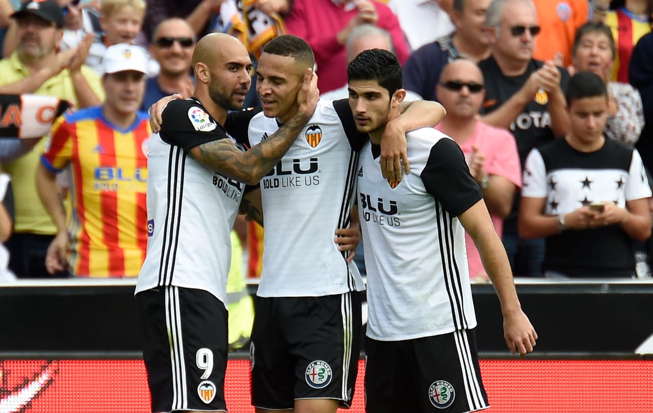 7: Simone Zaza (10), Rodrigo (8) y Santi Mina (5) le han dado al Valencia un total de 23 goles esta temporada en España.