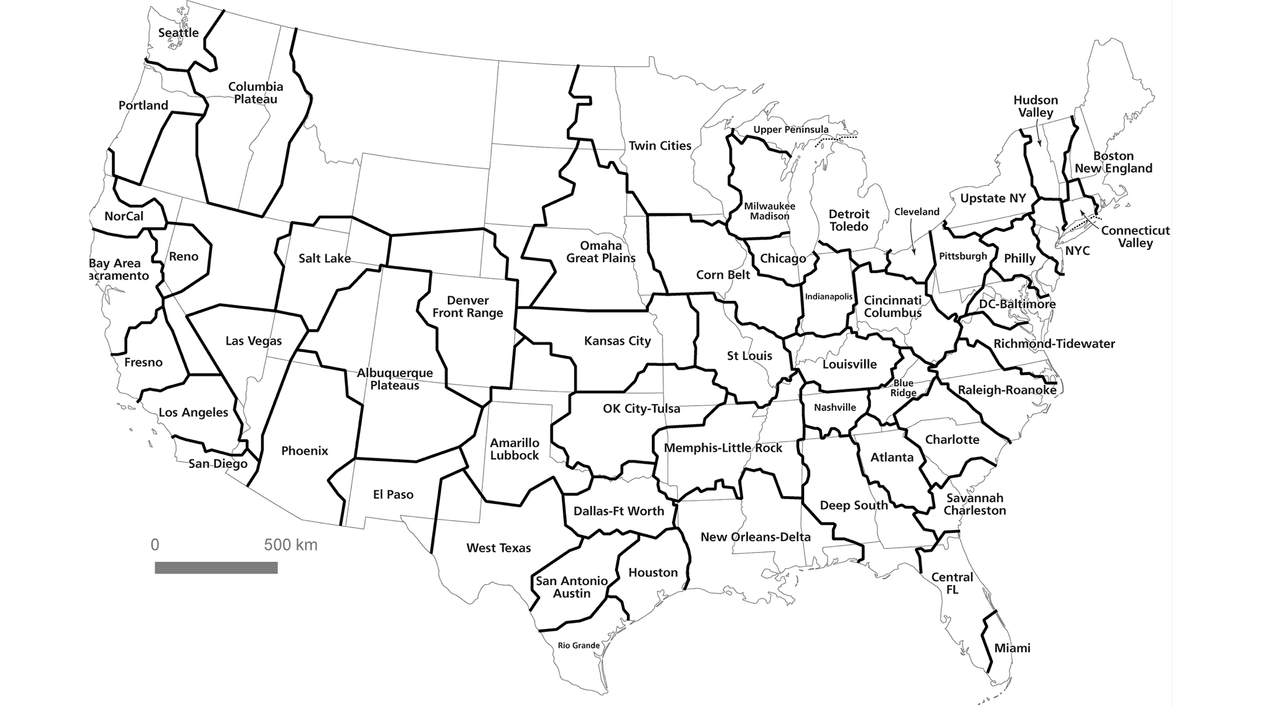 Al analizar los datos, se forman más de treinta 'megaregiones', que no siempre coinciden con las que los expertos tradicionalmente han tomado en cuenta.