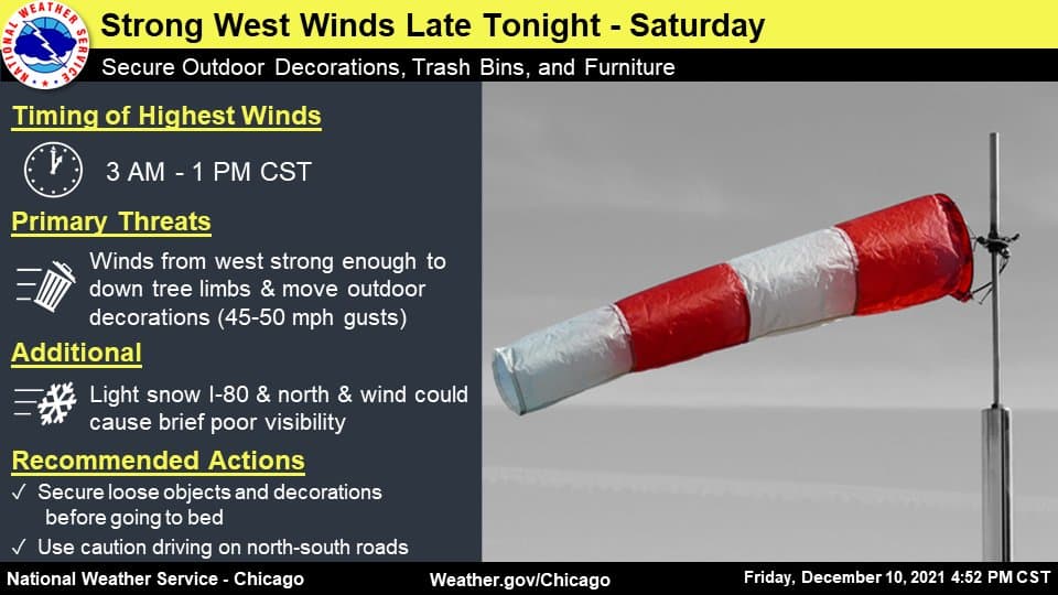 Para la noche de este viernes 10 de diciembre se esperan fuertes vientos.