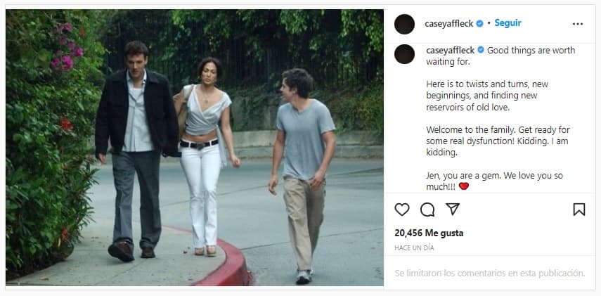 Mensaje del hermano de Ben Affleck, Casey, para JLo.