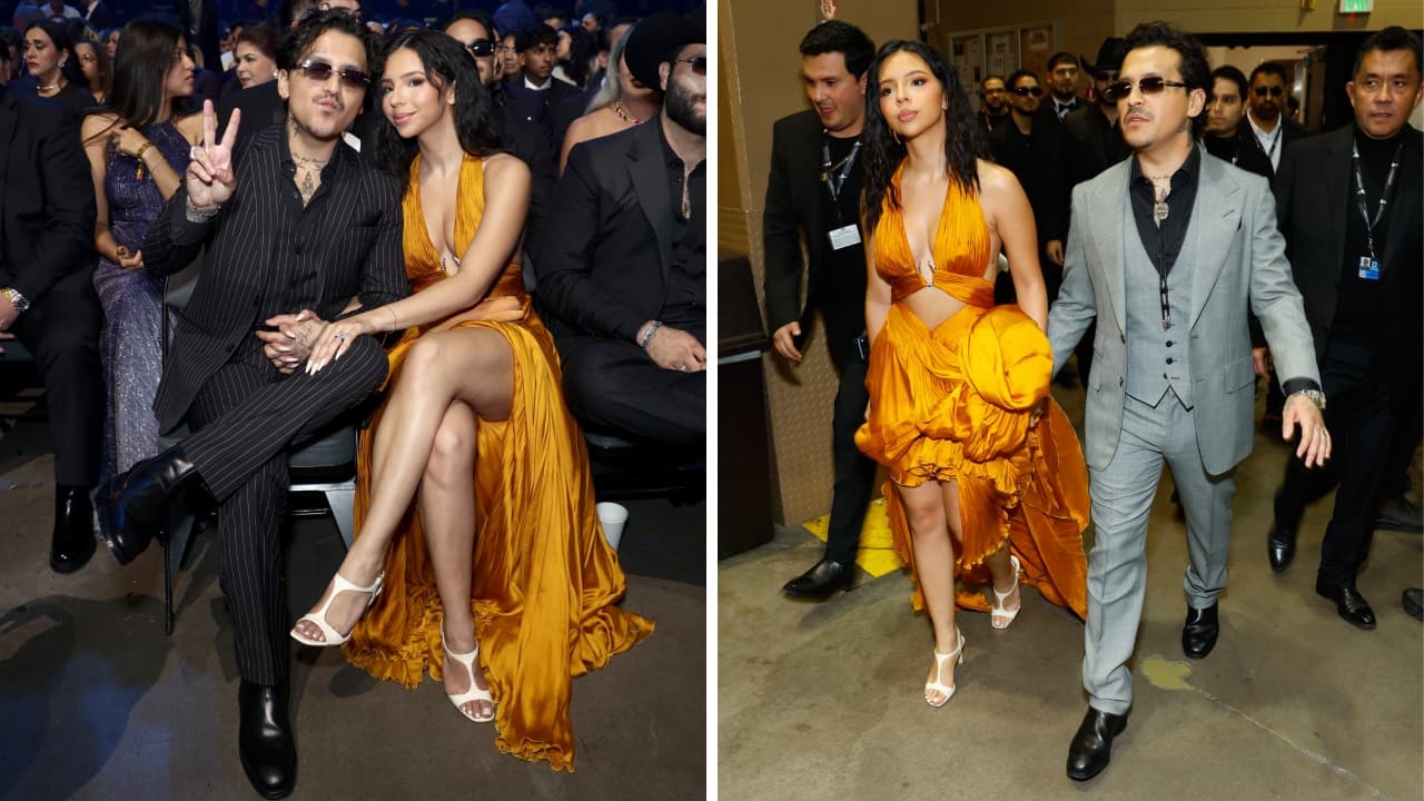Nodal y Ángela en el backstage de los Latin GRAMMY 2025.