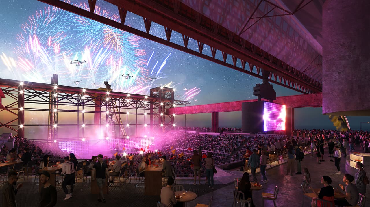 Un espectáculo de fuegos artificiales sobre la plataforma. “Este proyecto es una atracción turística única, que se espera atraiga a turistas de todo el mundo”, aseguran los responsables de esta ambiciosa obra. Su objetivo es atraer a 100 millones de visitantes cada año al final de la década.
<br>