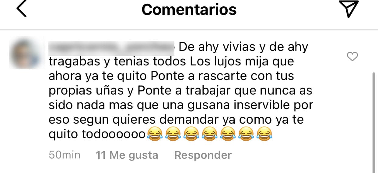 Sin embargo, algunos seguidores la han llamado "gusana inservible" porque, desde su punto de vista, la hija de 'La Guzmán' no trabaja y decidió demandarla porque supuestamente ya no recibe dinero de su madre.
<br>