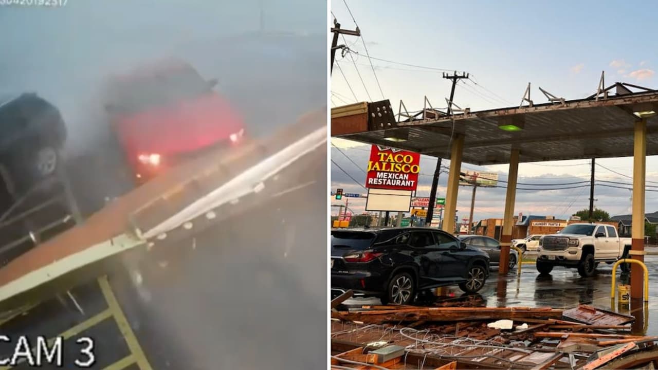 Ante fuertes vientos de 70 mph, una marquesina cayó sobre el estacionamiento de un restaurante. El accidente se reportó en el establecimiento de nombre Taco Jalisco. Cuerpos de auxilio acudieron al restaurante, ubicado en el 8099 de Culebra Road. La marquesina casi cae encima del auto de un conductor que buscaba resguardarse de la lluvia.