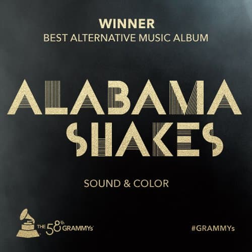 La banda Alabama Shakes ganó el GRAMMY de Mejor Disco de Música Alternativa por 'Sound and Color'.
