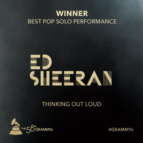 La emotiva voz de Ed Sheeran se llevó el GRAMMY como Mejor Solo de Pop