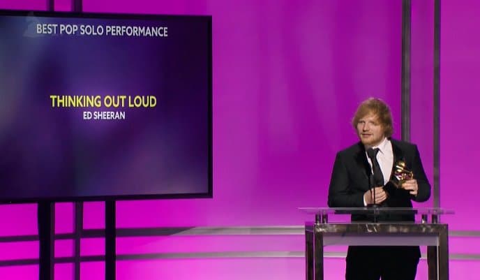 El cantante ganó gracias a la gran interpretación que hace em 'Thinking Out Loud'.