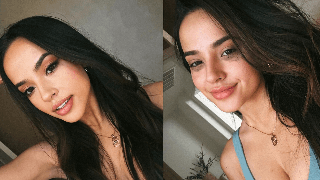 "Ambas son reales, ambos soy yo. 🫶🏽 Agradecida con mis seres más queridos, que me quieren y me apoyan en este viaje vital para convertirme en mi yo más auténtico. Han sido unos cuantos años de terapia y esta mi**da sigue siendo dura pero MERECE LA PENA. 😂 Feliz Mes de la Concientización sobre la Salud Mental", escribió Becky G junto a la foto en la que se muestra al natural.