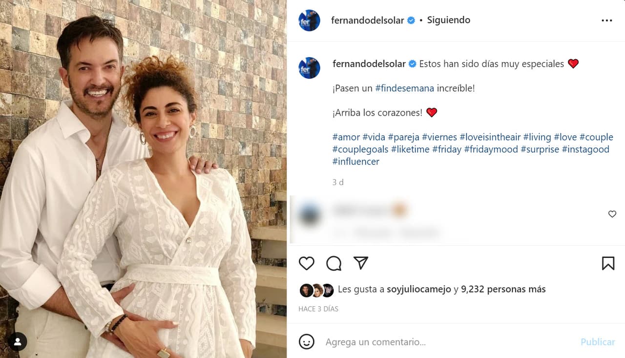 Fernando del Solar y Anna Ferro levantan sospechas de embarazo con esta imagen.