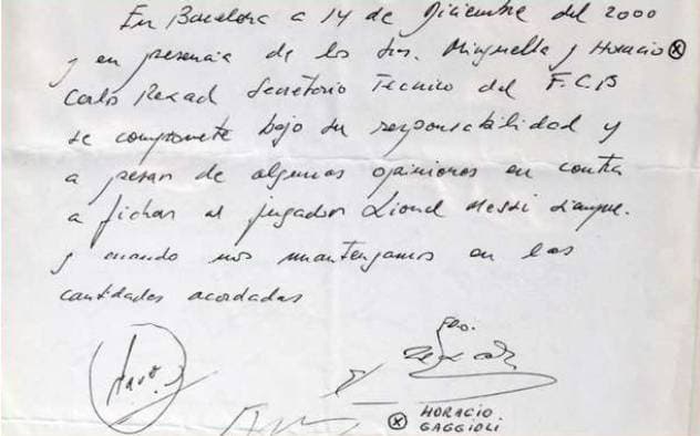 Servilleta con primer contrato de Messi sale a subasta con precio millonario