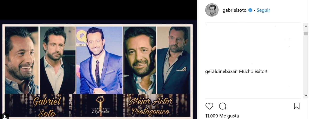 El actor publicó en su cuenta de Instagram una imagen agradeciendo la nominación y pidiendo los votos del público. Geraldine Bazán le deseó éxito en esta contienda, hecho que provocó muchos comentarios positivos por parte de sus seguidores.
