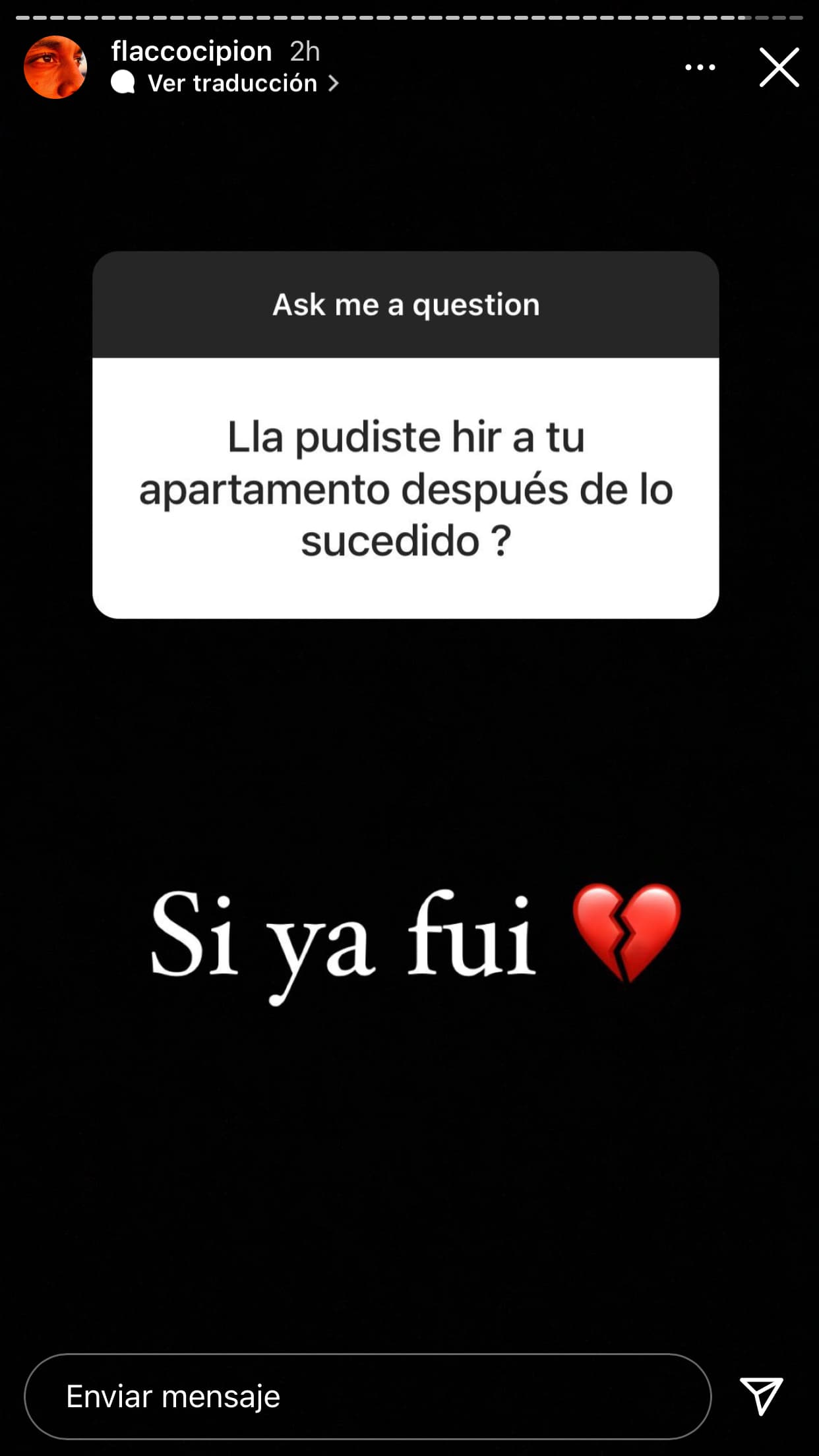 Ante sus seguidores, reveló que ya lo logró y lo hizo agregando el emoticono de un corazón roto. 
<br>