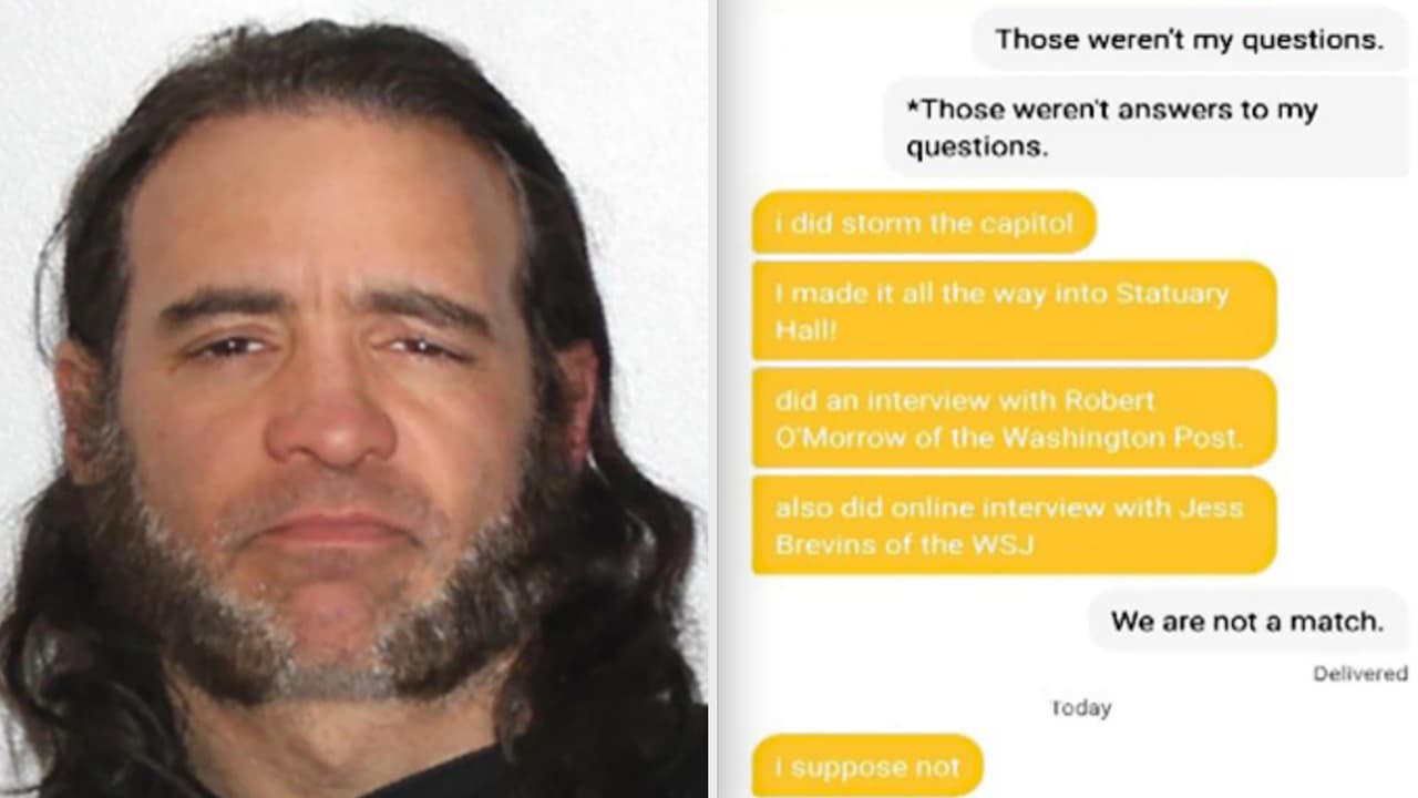Mujer denuncia a asaltante del Capitolio después de hacer 'match' en una aplicación de citas