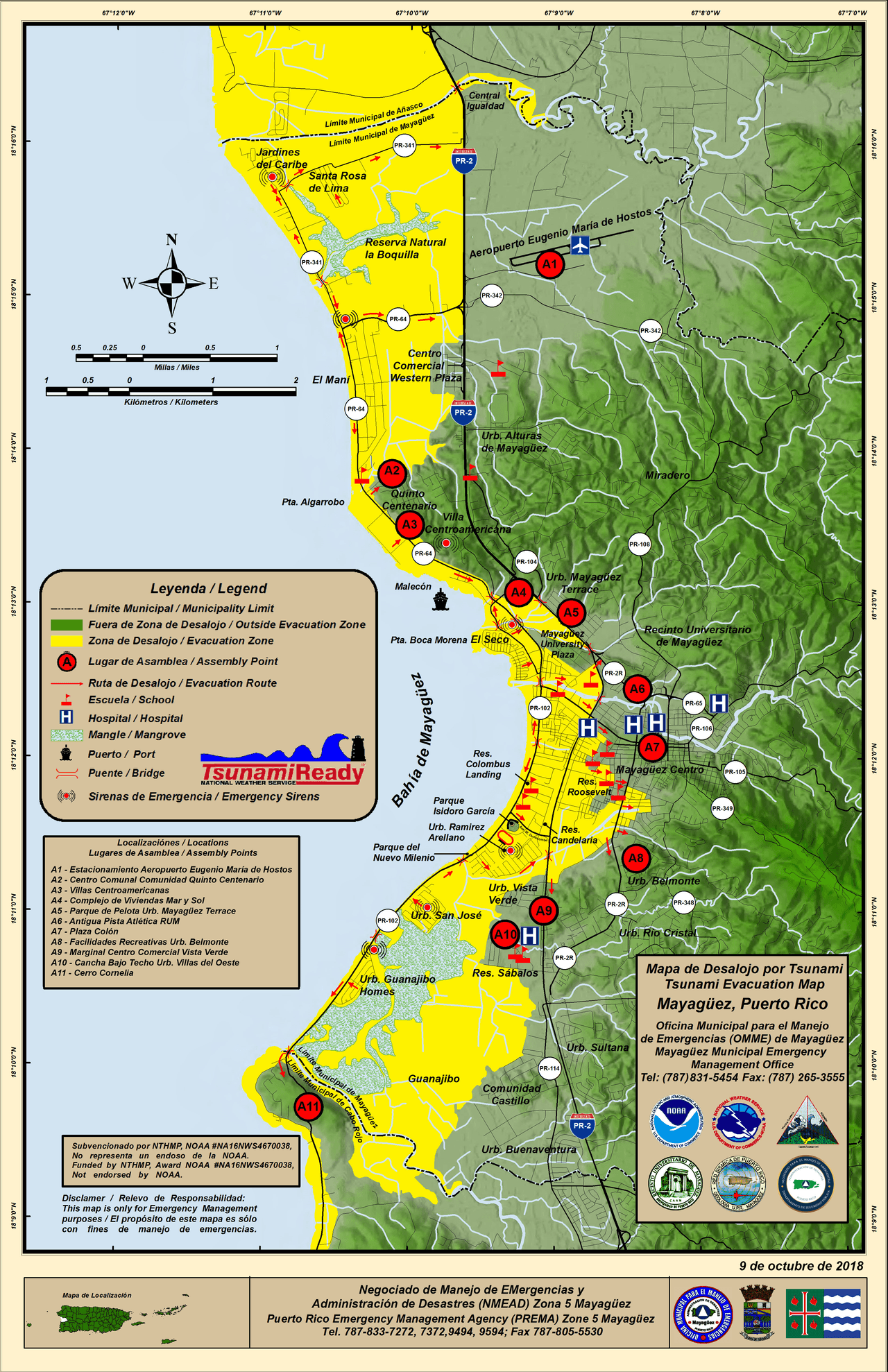 Mapa de desalojo de Mayagüez