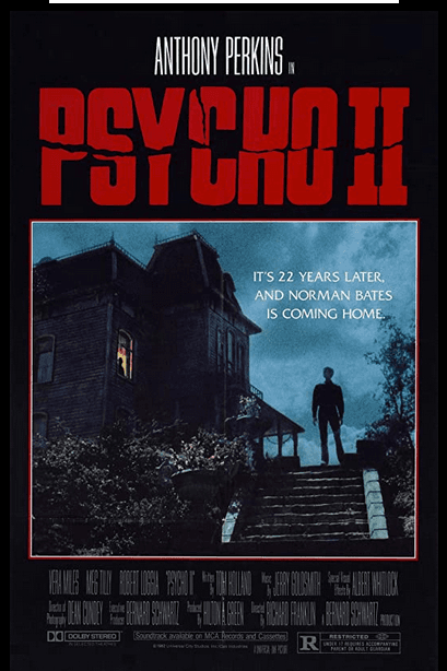 <b>Psycho II (1983)</b>
<br>La segunda parte de la aclamada Psycho (1922) de Alfred Hitchcock comienza cuando el asesino Norman Bates, interpretado por Anthony Hopkins, es dejado en libertad 22 años después de los hechos que narra la primera película. Y según se puede ver, lo soltaron en Bakersfield.