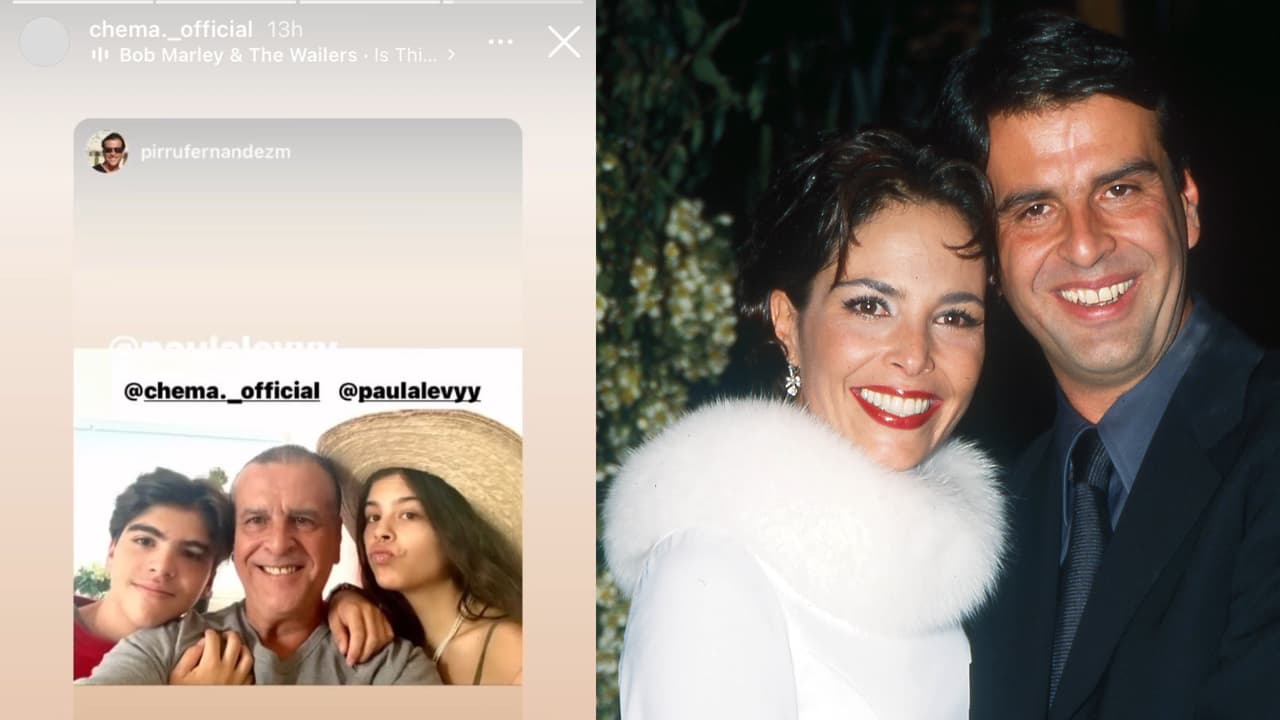 La foto de la izquierda es la que 'El Pirru' publicó en Instagram con sus hijos 'Chema' Fernández y Paula Levy, dejando fuera a José Emilio Levy.