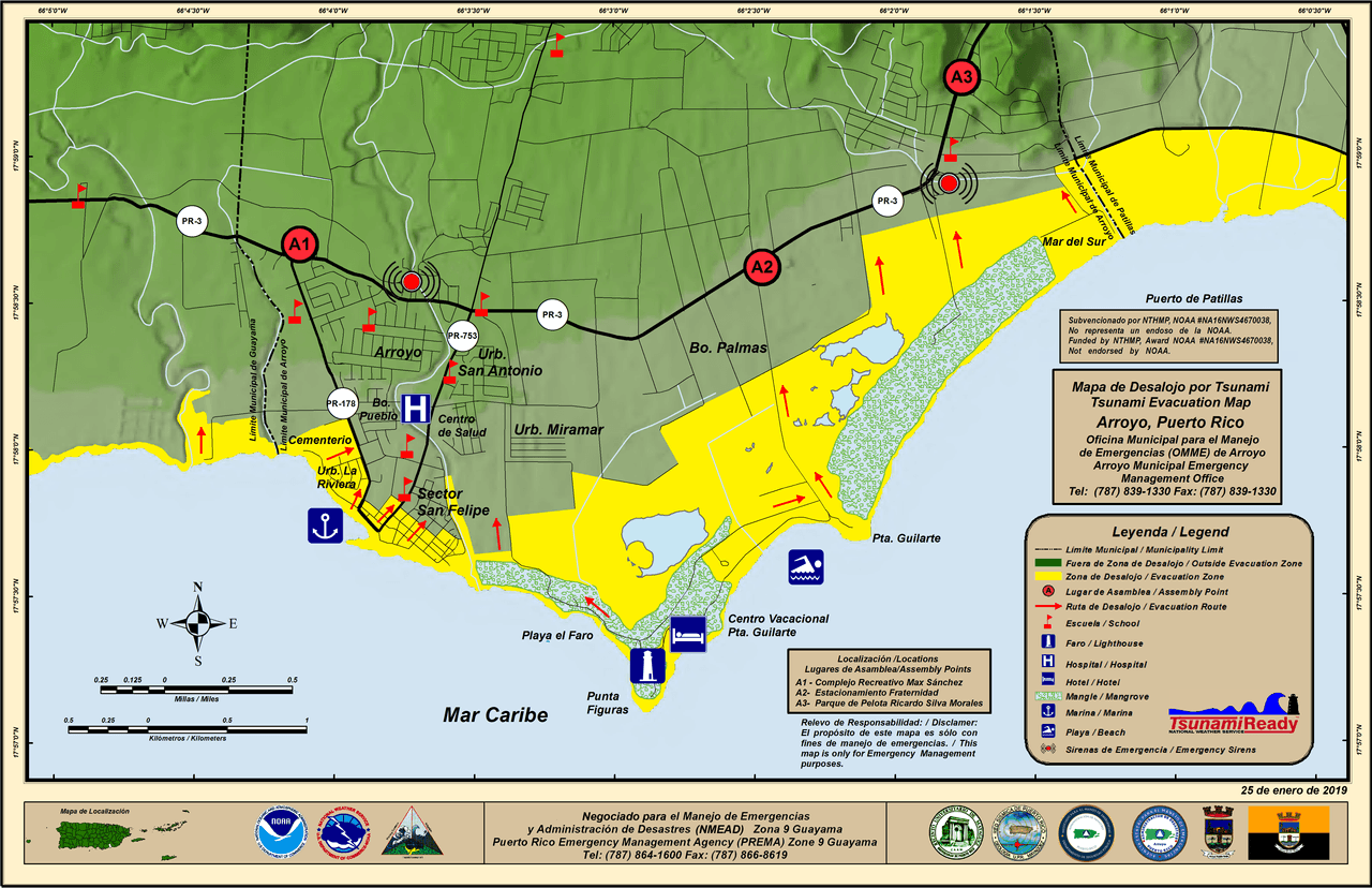 Mapa de desalojo de Arroyo