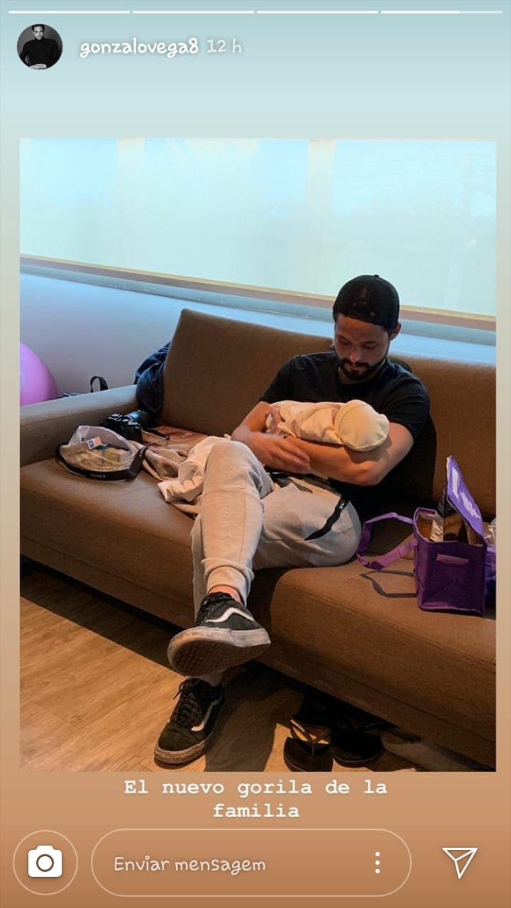 Gonzalo Vega, hermano de Zuria, no se quedó atrás y optó por compartir esta imagen en sus historias de Instagram en la que se lee: "El nuevo gorila de la familia".