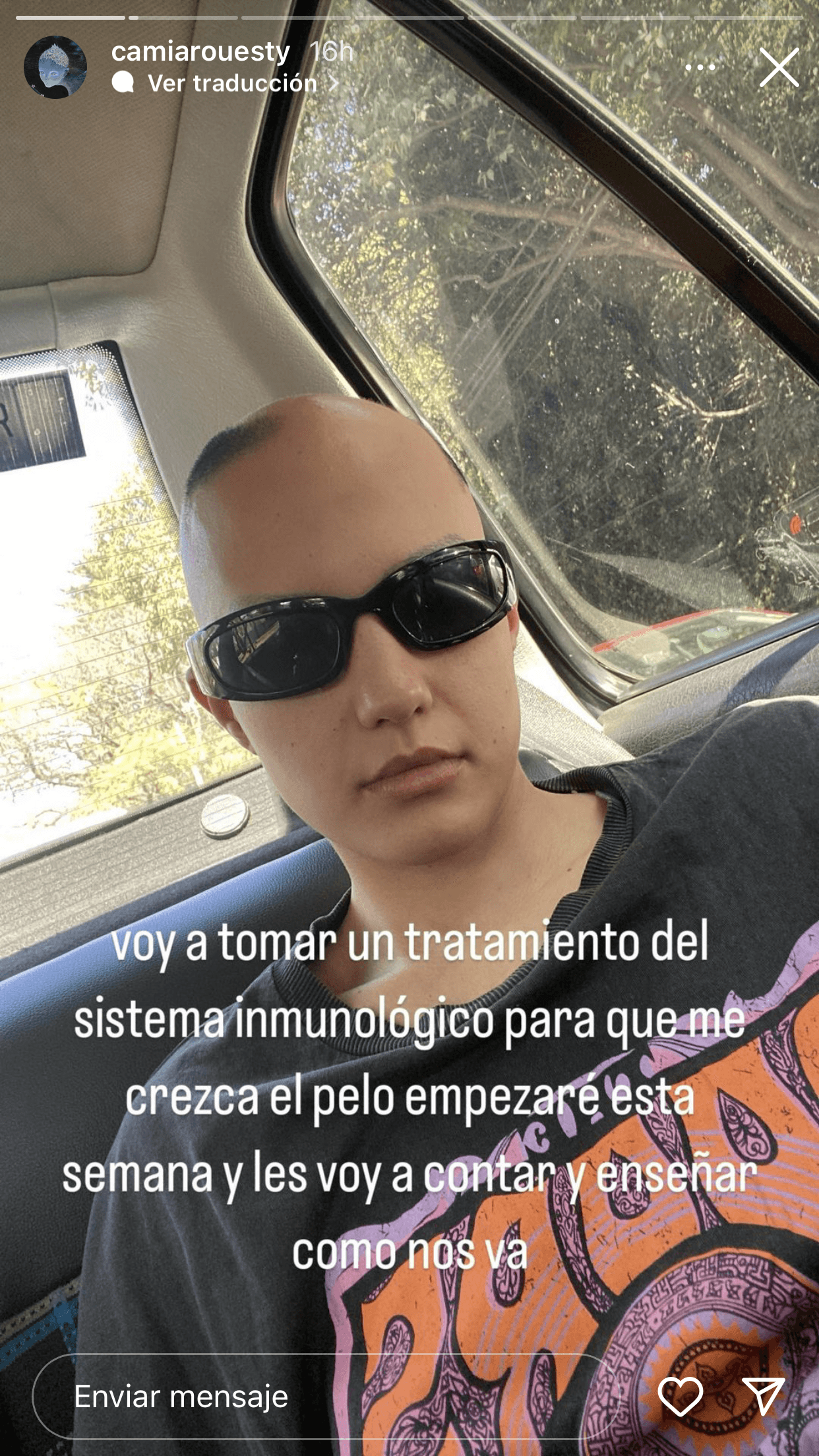 A través de sus historias de Instagram, la joven contó que tomará un tratamiento del sistema inmunológico, a partir de la tercera semana de febrero, y que mostrará los avances en redes sociales.