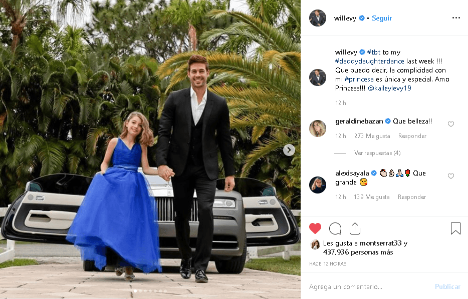 “¡#tbt para mi #daddydaughterdance la semana pasada! Qué puedo decir, la complicidad con mi #princesa es única y especial. ¡Amo princesa! @ kaileylevy1”, escribió Levy en Instagram.