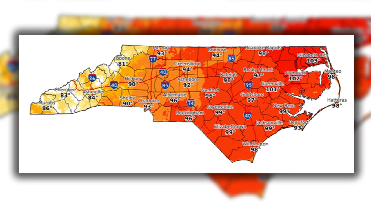 Índice de calor llegaría a los 100 °F esta semana en Carolina del Norte