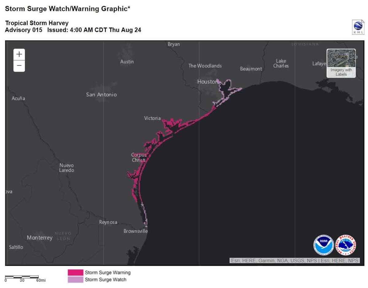 Hurricane warning issued for Texas coast