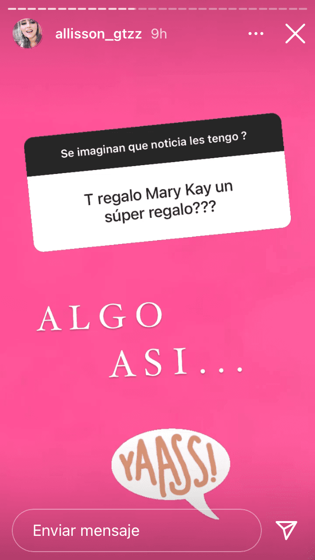 En otra de sus respuestas dejó ver que su anuncio se trata de algo relacionado con su faceta como vendedora, que le ha traído satisfacciones como recibir un auto de regalo por sus altas ventas. 
<br>