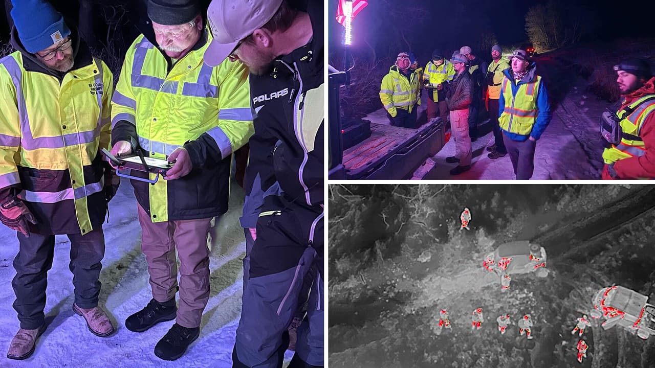 Así fue el rescate de un padre y sus dos hijos luego de que su vehículo se atascara en la nieve 