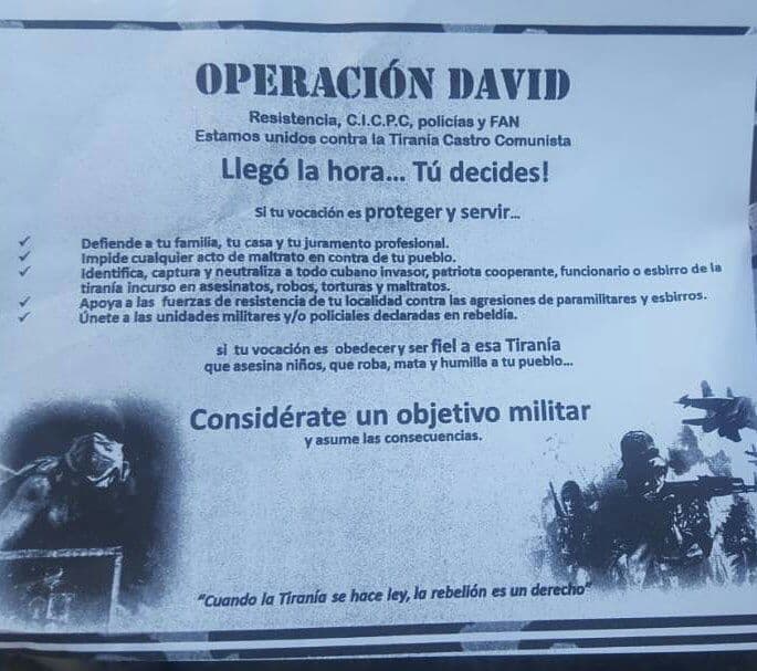 The government released this flyer which it said was printed by the rebel group.
