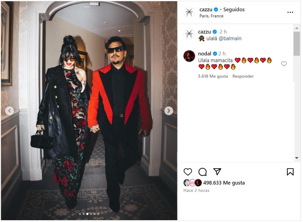 Cazzu se mostró al lado de Nodal desde París.