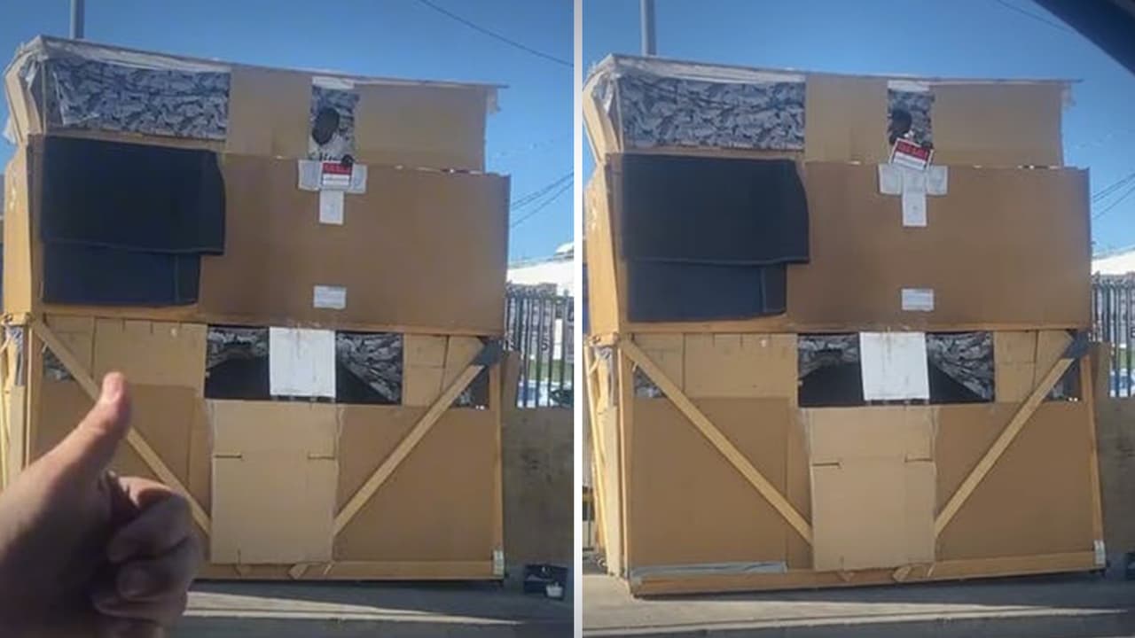 Se hizo una 'residencia de cartón' en pleno centro de Los Ángeles y se hizo viral en TikTok